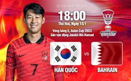 Nhận định bóng đá Hàn Quốc vs Bahrain 18h30 ngày 15/1 (Bảng E Asian Cup 2023)