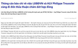 CHÍNH THỨC: VFF thông báo chia tay HLV Philippe Troussier