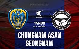 Nhận định Chungnam Asan vs Seongnam 14h30 ngày 6/4 (Hạng 2 Hàn Quốc 2023/24)