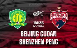 Nhận định Beijing Guoan vs Shenzhen Peng 18h35 ngày 9/4 (VĐQG Trung Quốc 2024)