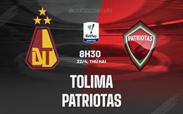 Nhận định Tolima vs Patriotas 8h30 ngày 22/4 (VĐQG Colombia 2024)