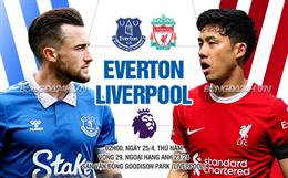 Trực tiếp bóng đá Everton vs Liverpool 2h00 ngày 25/4 (Ngoại hạng Anh 2023/24)