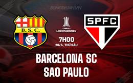 Nhận định Barcelona SC vs Sao Paulo 7h00 ngày 26/4 (Copa Libertadores 2024)