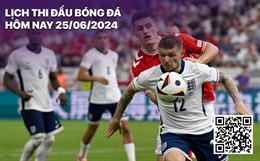 Lịch thi đấu bóng đá hôm nay 25/6: Anh - Slovenia; Brazil - Costa Rica