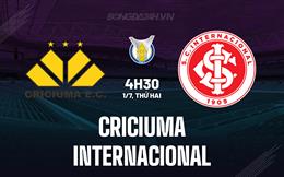 Nhận định Criciuma vs Internacional 4h30 ngày 1/7 (VĐQG Brazil 2024)