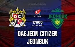 Nhận định Daejeon Citizen vs Jeonbuk 17h00 ngày 7/7 (VĐQG Hàn Quốc 2024)