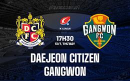 Nhận định Daejeon Citizen vs Gangwon 17h30 ngày 13/7 (VĐQG Hàn Quốc 2024)