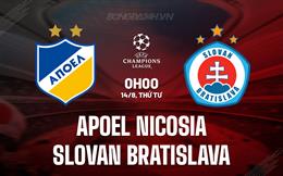 Nhận định APOEL Nicosia vs Slovan Bratislava 0h00 ngày 14/8 (Champions League 2024/25)