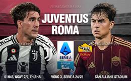 Nhận định bóng đá Juventus vs Roma 01h45 ngày 2/9 (Serie A 2024/25)