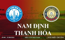 Nam Định vs Thanh Hoá link xem trực tiếp siêu cúp Việt Nam 2024