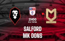 Nhận định bóng đá Salford vs MK Dons 2h00 ngày 3/9 (Hạng 4 Anh 2024/25)