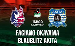 Nhận định Fagiano Okayama vs Blaublitz Akita 16h00 ngày 8/9 (Hạng 2 Nhật Bản 2024)