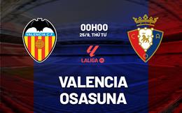 Nhận định bóng đá Valencia vs Osasuna 0h00 ngày 25/9 (La Liga 2024/25)