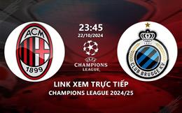 Xem AC Milan vs Club Brugge 23h45 hôm nay 22/10/2024 trên TV360