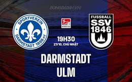 Nhận định Darmstadt vs Ulm 19h30 ngày 27/10 (Hạng 2 Đức 2024/25)