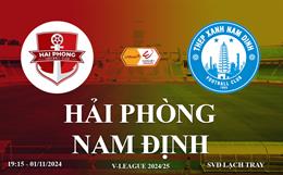 Trực tiếp Hải Phòng vs Nam Định link xem V-League 2024/25 hôm nay ở đâu?