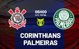 Nhận định bóng đá Corinthians vs Palmeiras 6h00 ngày 5/11 (VĐQG Brazil 2024)