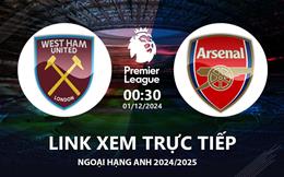 West Ham vs Arsenal link xem trực tiếp Ngoại Hạng Anh 1/12/24