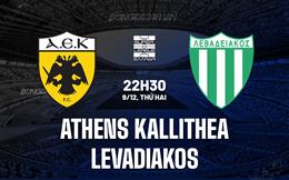 Nhận định Athens Kallithea vs Levadiakos 22h30 ngày 9/12 (VĐQG Hy Lạp 2024/25)