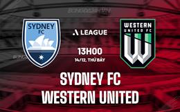 Nhận định Sydney FC vs Western United 13h00 ngày 14/12 (VĐQG Australia 2024/25)