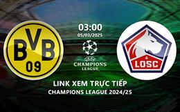 Link xem trực tiếp Dortmund vs Lille 3h00 ngày 5/3 (Vòng 1/8 Cúp C1 châu Âu 2024/25)