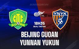 Nhận định Beijing Guoan vs Yunnan Yukun 18h35 ngày 30/6 (VĐQG Trung Quốc 2025)