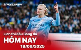 Lịch thi đấu, trực tiếp bóng đá hôm nay 18/9/2025: Man City vs Napoli