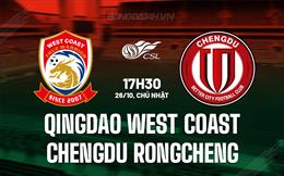 Nhận định Qingdao West Coast vs Chengdu Rongcheng 17h30 ngày 26/10 (VĐQG Trung Quốc 2025)