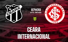 Nhận định bóng đá Ceara vs Internacional 7h30 ngày 21/11 (VĐQG Brazil 2025)