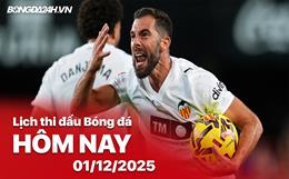 Lịch thi đấu, trực tiếp bóng đá hôm nay 1/12/2025: Vallecano vs Valencia
