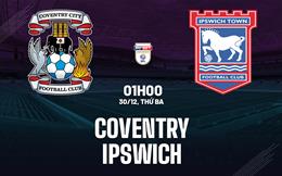 Nhận định Coventry vs Ipswich (01h00 ngày 30/12): Điểm tựa sân nhà