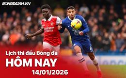 Lịch thi đấu, trực tiếp bóng đá hôm nay 14/01/2026: Chelsea vs Arsenal