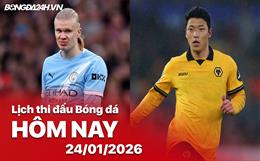 Lịch thi đấu, trực tiếp bóng đá hôm nay 24/01/2026: Man City vs Wolves