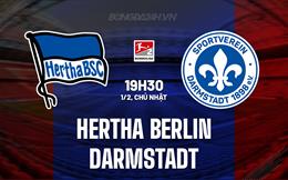Nhận định Hertha Berlin vs Darmstadt 19h30 ngày 1/2 (Hạng 2 Đức 2025/26)