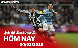 Lịch thi đấu, trực tiếp bóng đá hôm nay 04/02/2026: Man City vs Newcastle