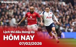 Lịch thi đấu, trực tiếp bóng đá hôm nay 07/02/2026: Man United vs Tottenham