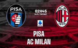 Nhận định Pisa vs AC Milan (2h45 ngày 14/2): Tiếp tục bám đuổi