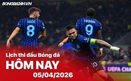 Lịch thi đấu, trực tiếp bóng đá hôm nay 05/04/2026: Inter vs AS Roma