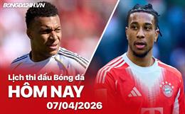Lịch thi đấu, trực tiếp bóng đá hôm nay 07/04/2026: Real Madrid vs Bayern Munich