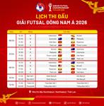 Bảng xếp hạng futsal Đông Nam Á 2026 hôm nay