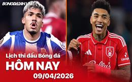 Lịch thi đấu, trực tiếp bóng đá hôm nay 09/04/2026: FC Porto vs Nottm Forest