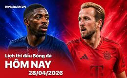 Lịch thi đấu, trực tiếp bóng đá hôm nay 28/04/2026: PSG vs Bayern Munich