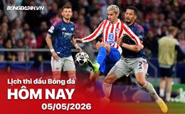 Lịch thi đấu, trực tiếp bóng đá hôm nay 05/05/2026: Arsenal vs Atletico