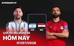 Lịch thi đấu bóng đá hôm nay 7/7/2026: Argentina vs Ai Cập, Mỹ vs Bỉ
