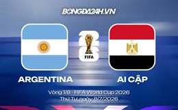 Đội hình Argentina vs Ai Cập dự kiến 23h ngày 07/07 (Vòng 1/8 World Cup 2026)