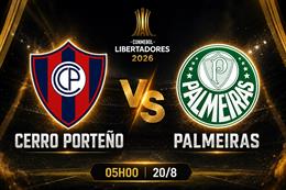 Nhận định Cerro Porteno vs Palmeiras 05h00 ngày 20/8 (Copa Libertadores 2026)