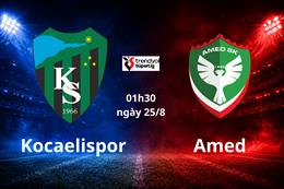 Nhận định bóng đá Kocaelispor vs Amed 01h30 ngày 25/8 (VĐQG Thổ Nhĩ Kỳ 2026/27)