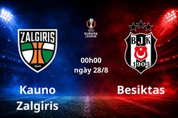 Nhận định bóng đá Kauno Zalgiris vs Besiktas 00h00 ngày 28/8 (Europa League 2026/27)