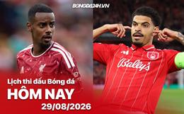 Lịch thi đấu, trực tiếp bóng đá hôm nay 29/08/2026: Liverpool vs Nottm Forest