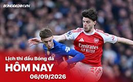 Lịch thi đấu, trực tiếp bóng đá hôm nay 06/09/2026: Arsenal vs Chelsea